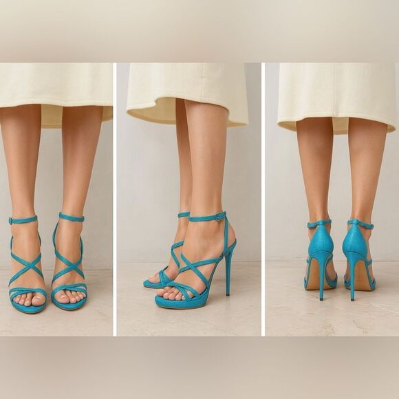 🆕 NEW Casadei Sparkling Strappy Stiletto Heels – Blue Glitter - Picture 13 of 13